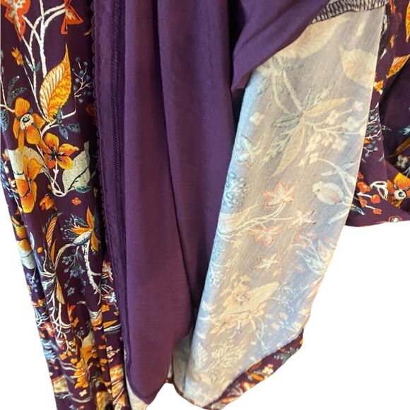 Maeve Sz M Purple Cottagecore Front Tie Boho Gypsy Vibe Rayon Stretch Midi Dress - Picture 5 of 8